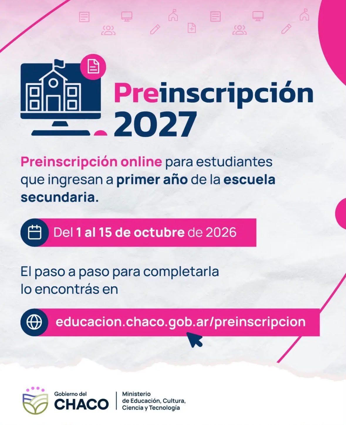 Últimos días para la preinscripción a la secundaria 2027: educación recuerda que el plazo vence el 15 de octubre